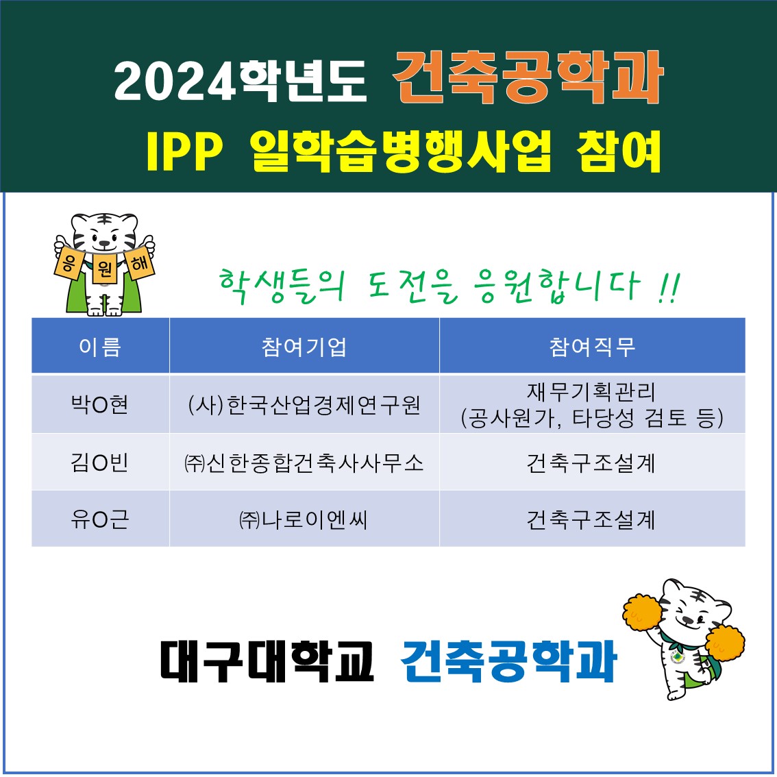 2024학년도 건축공학과 IPP일학습병행사업 참여